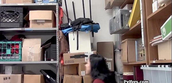  Busty Latina thief gets fucked at the storage room